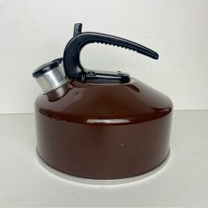 Vintage Enterprise Aluminum Co Brown Whistle Teapot Tea Kettle 2 1/2 QT 2.5L USA